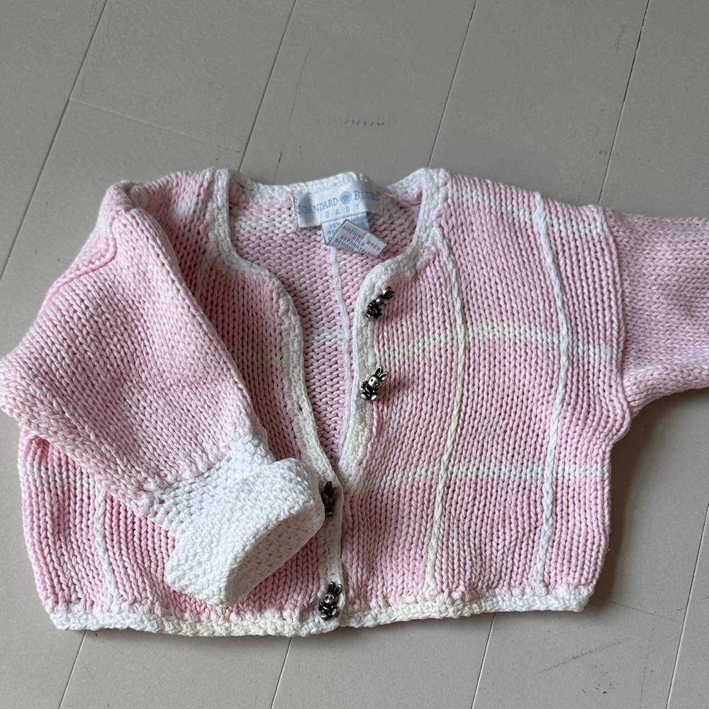 Pink and White Kids Cardigan